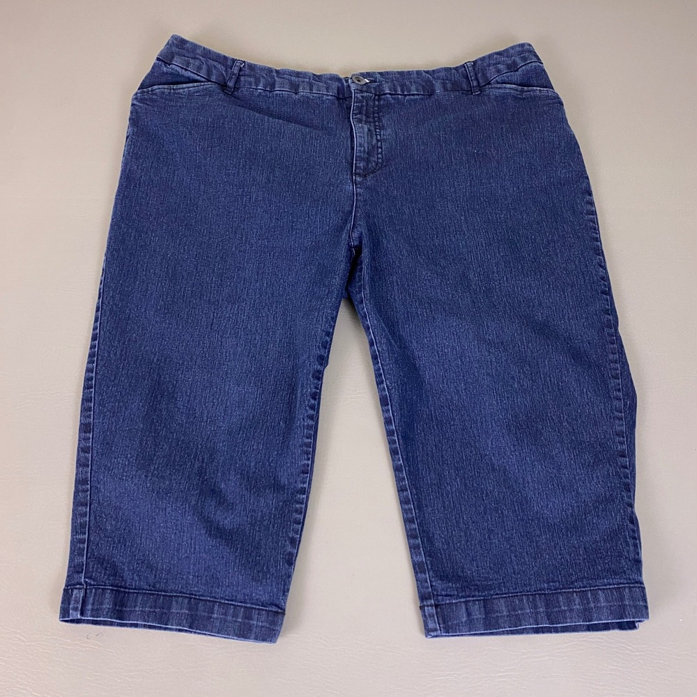 St Johns Bay Cropped Jeans Pants Womens Size 18W Blue Denim Capri  Stretch